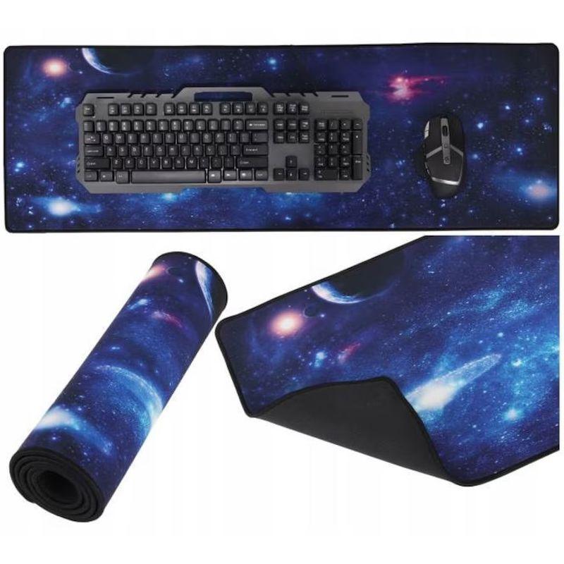 Mousepad mare, 88x30cm, cauciucat, pentru gaming, cu model Cosmos