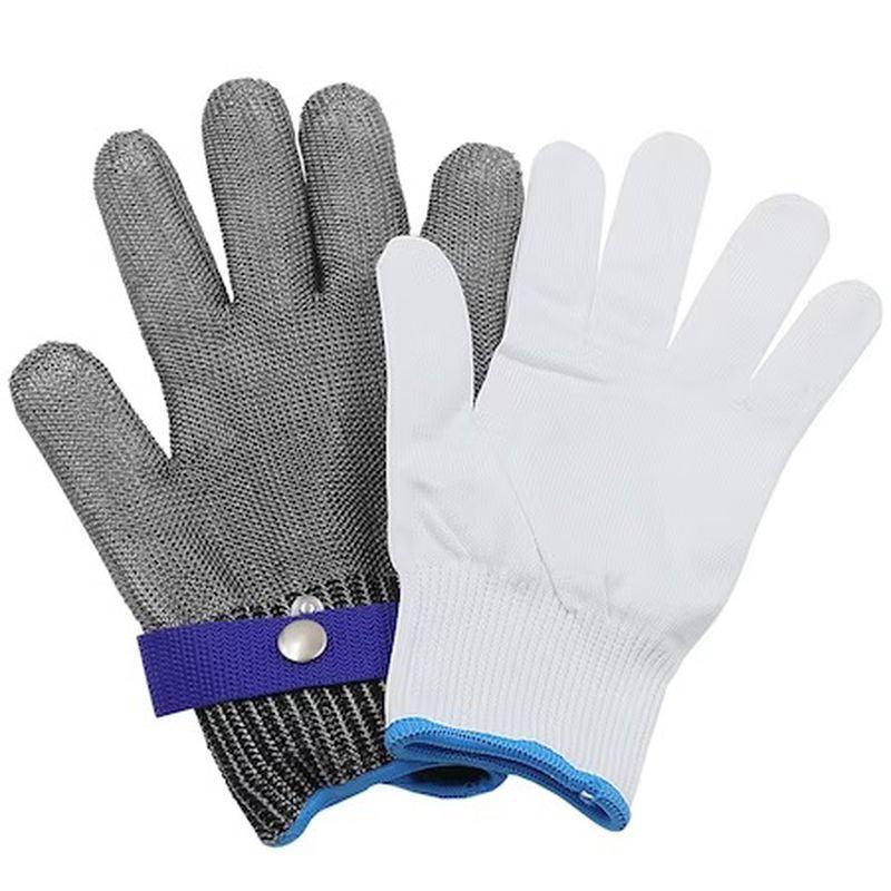 Set manusa anti-taiere din otel inoxidabil, pentru macelarie, bucatarie si Manusa anti-taiere, Polietilena, marimea XL