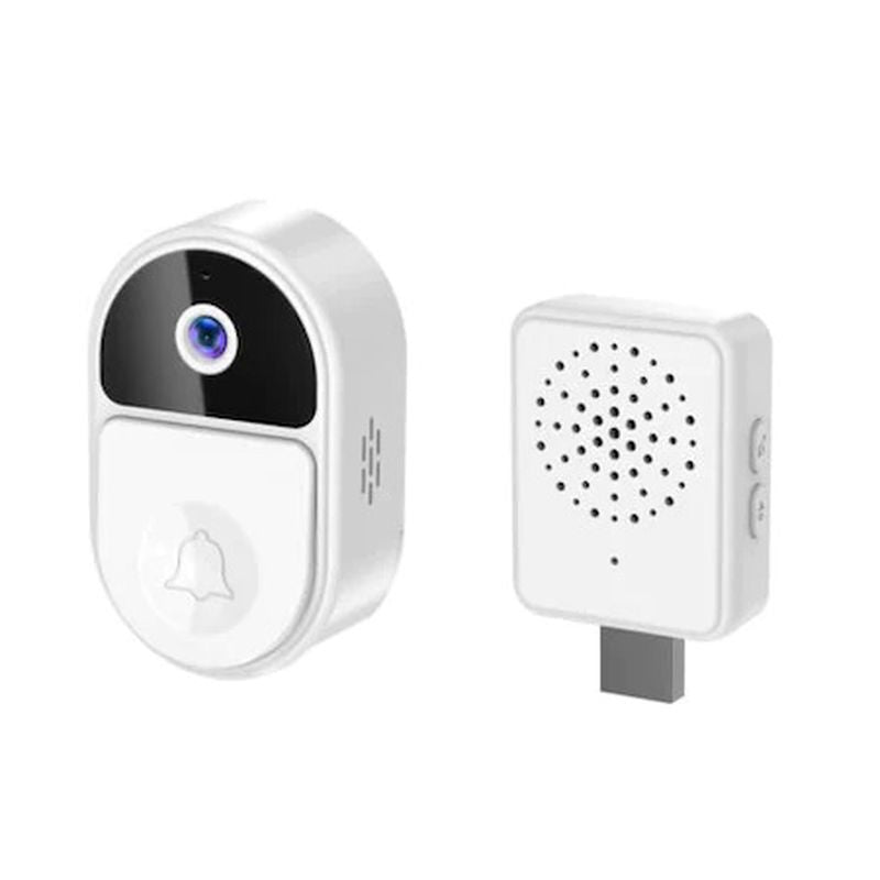 Sonerie cu video, Alb, 2.4 Ghz, 5000 mAh, wireless, conectare cu smartphone