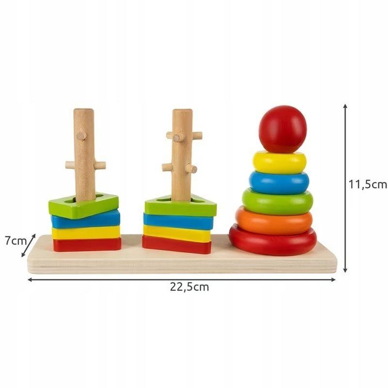 Jucarie educativa din lemn, Montessori, sortator forme si culori, culori vesele, 7x 22.5 x11.5 cm